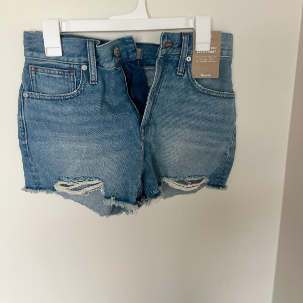 Madewell Light Blue Distressed Jean Shorts